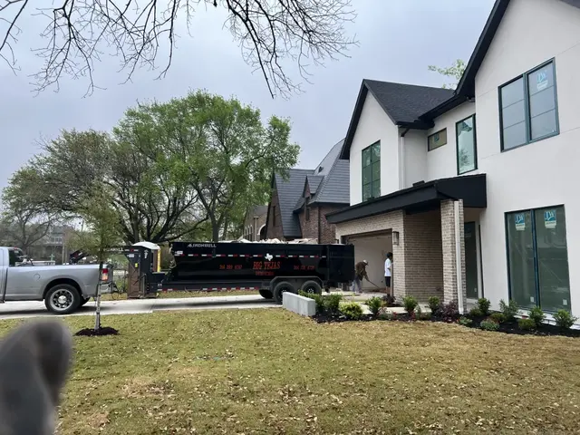Residential construction project with landscaping